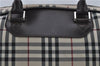 Authentic BURBERRY Nova Check 2Way Travel Boston Bag Nylon Leather Beige 8907D