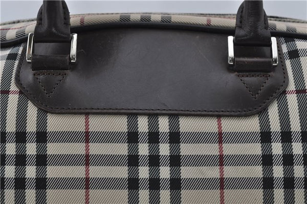 Authentic BURBERRY Nova Check 2Way Travel Boston Bag Nylon Leather Beige 8907D