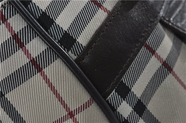 Authentic BURBERRY Nova Check 2Way Travel Boston Bag Nylon Leather Beige 8907D