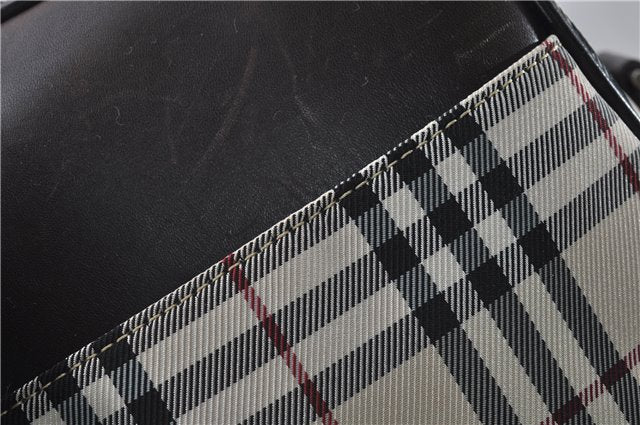 Authentic BURBERRY Nova Check 2Way Travel Boston Bag Nylon Leather Beige 8907D