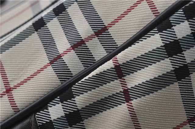 Authentic BURBERRY Nova Check 2Way Travel Boston Bag Nylon Leather Beige 8907D
