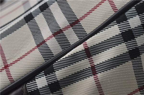 Authentic BURBERRY Nova Check 2Way Travel Boston Bag Nylon Leather Beige 8907D