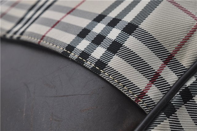 Authentic BURBERRY Nova Check 2Way Travel Boston Bag Nylon Leather Beige 8907D