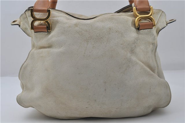 Authentic Chloe Mercie Leather 2Way Shoulder Hand Bag White 8909D