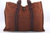 Authentic HERMES Fourre Tout MM Hand Tote Bag Canvas Brown 8912C