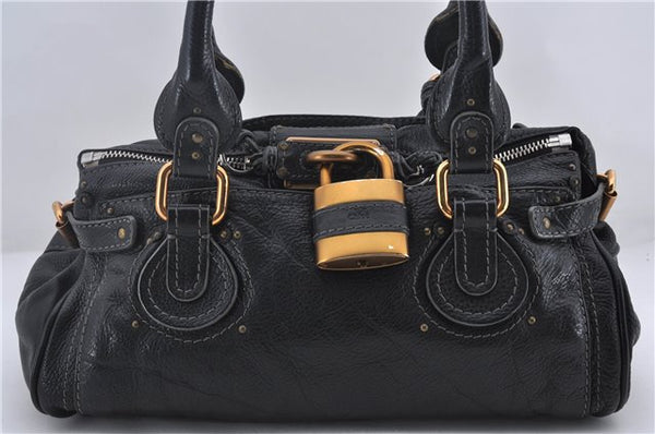 Authentic Chloe Paddington Leather Shoulder Hand Bag Black 8913D