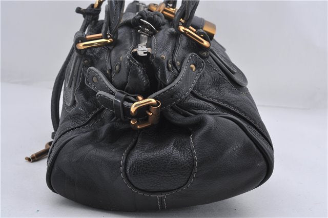 Authentic Chloe Paddington Leather Shoulder Hand Bag Black 8913D