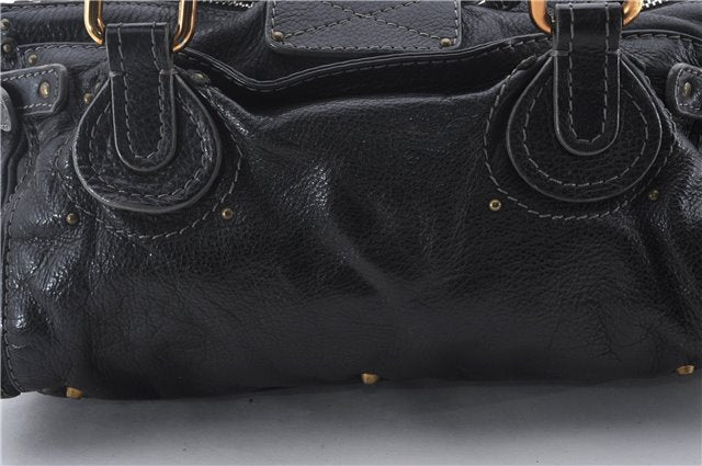 Authentic Chloe Paddington Leather Shoulder Hand Bag Black 8913D