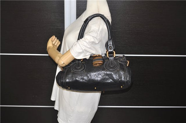 Authentic Chloe Paddington Leather Shoulder Hand Bag Black 8913D