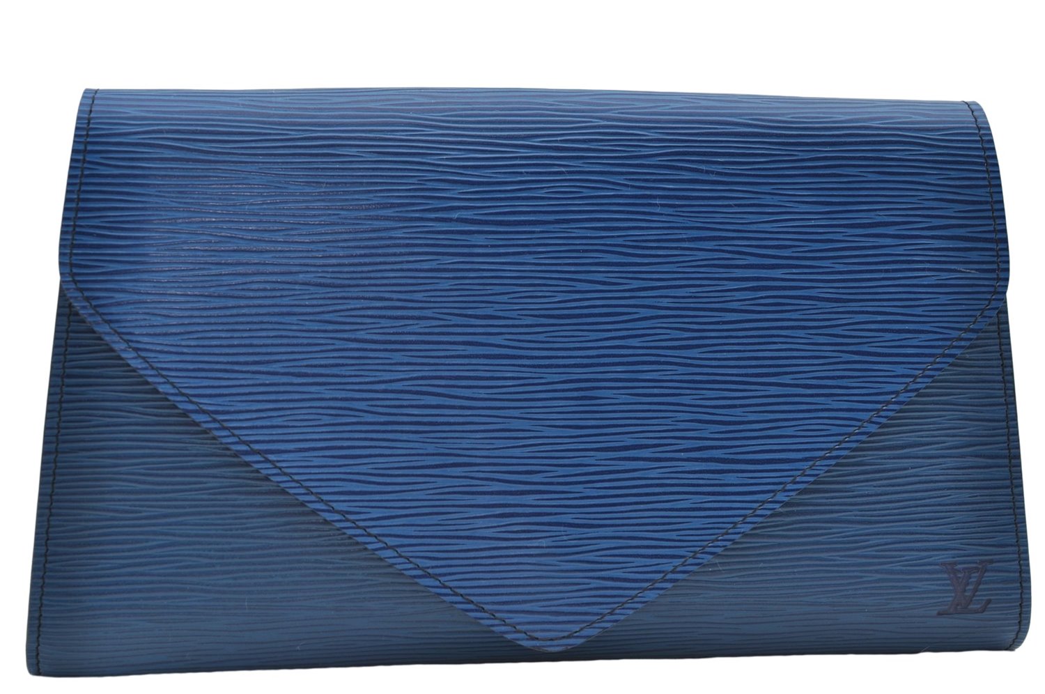 Authentic Louis Vuitton Epi Arts Deco Clutch Bag Blue M52635 LV 8914D