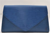 Authentic Louis Vuitton Epi Arts Deco Clutch Bag Blue M52635 LV 8914D
