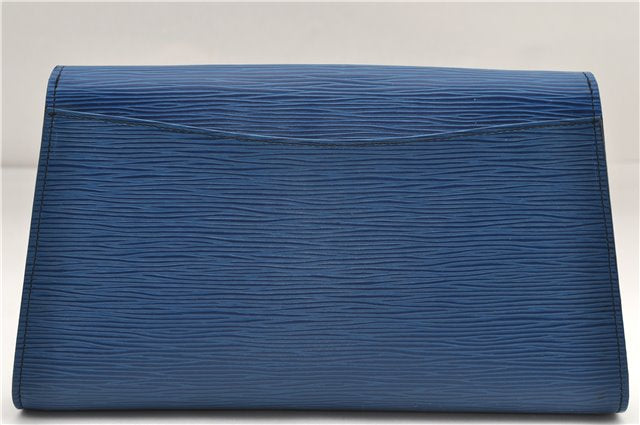 Authentic Louis Vuitton Epi Arts Deco Clutch Bag Blue M52635 LV 8914D