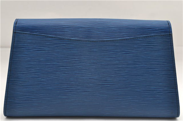 Authentic Louis Vuitton Epi Arts Deco Clutch Bag Blue M52635 LV 8914D