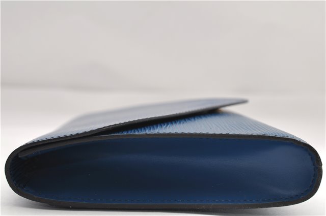 Authentic Louis Vuitton Epi Arts Deco Clutch Bag Blue M52635 LV 8914D