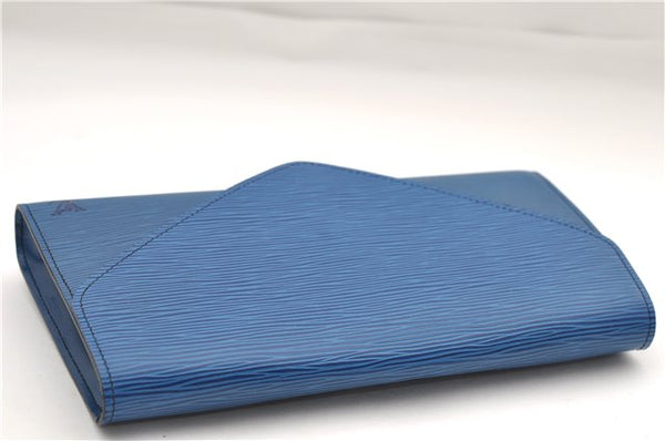 Authentic Louis Vuitton Epi Arts Deco Clutch Bag Blue M52635 LV 8914D