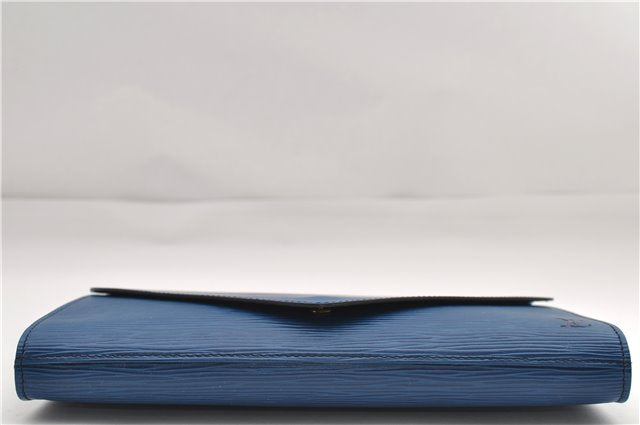 Authentic Louis Vuitton Epi Arts Deco Clutch Bag Blue M52635 LV 8914D