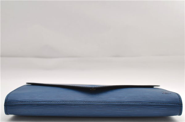 Authentic Louis Vuitton Epi Arts Deco Clutch Bag Blue M52635 LV 8914D