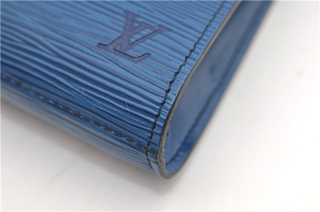 Authentic Louis Vuitton Epi Arts Deco Clutch Bag Blue M52635 LV 8914D