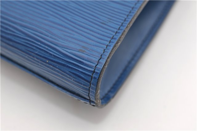 Authentic Louis Vuitton Epi Arts Deco Clutch Bag Blue M52635 LV 8914D