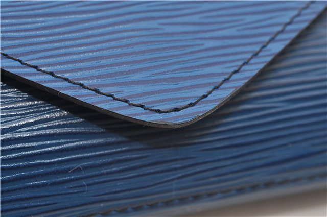 Authentic Louis Vuitton Epi Arts Deco Clutch Bag Blue M52635 LV 8914D