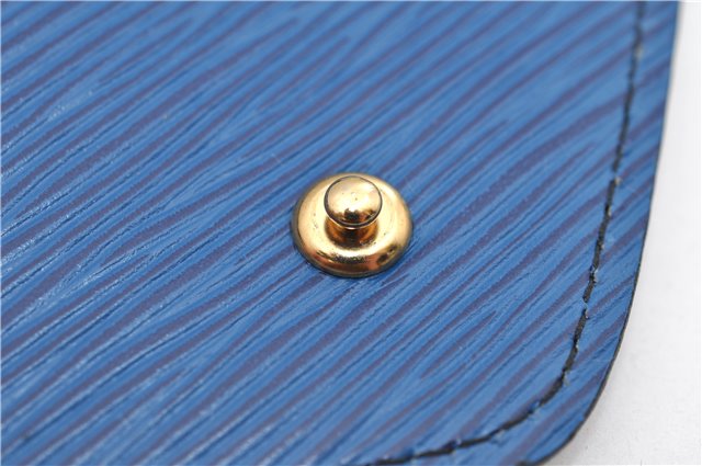 Authentic Louis Vuitton Epi Arts Deco Clutch Bag Blue M52635 LV 8914D