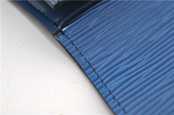 Authentic Louis Vuitton Epi Arts Deco Clutch Bag Blue M52635 LV 8914D