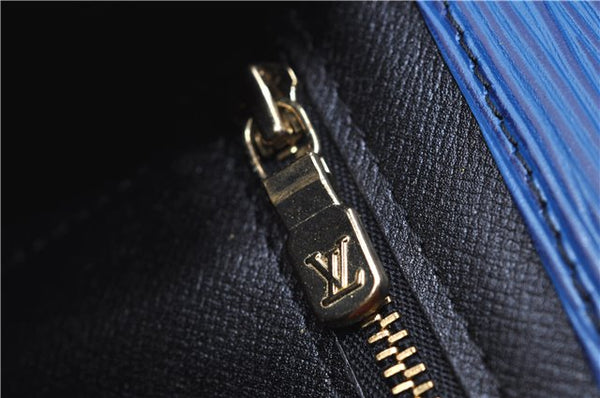 Authentic Louis Vuitton Epi Arts Deco Clutch Bag Blue M52635 LV 8914D