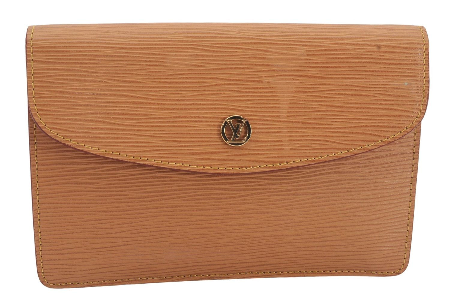 Authentic Louis Vuitton Epi Montaigne 20 Clutch Bag Light Brown LV 8915D