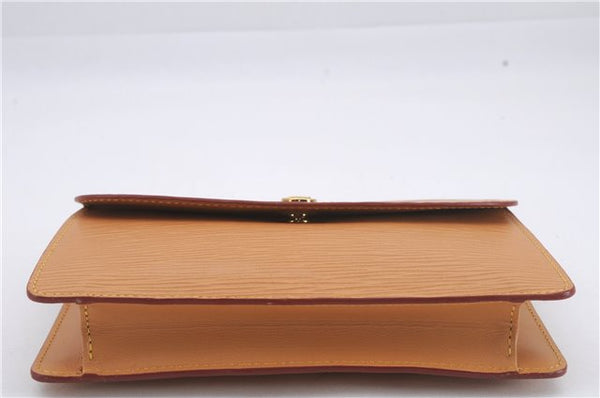 Authentic Louis Vuitton Epi Montaigne 20 Clutch Bag Light Brown LV 8915D