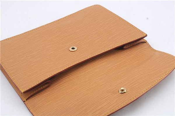 Authentic Louis Vuitton Epi Montaigne 20 Clutch Bag Light Brown LV 8915D