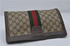 Authentic GUCCI Web Sherry Line Clutch Hand Bag Purse GG PVC Leather Brown 8918D