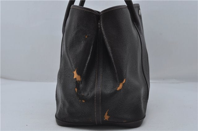 Authentic HERMES Garden Party PM Tote Hand Bag Leather Brown Junk 8920D