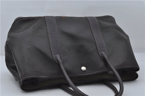 Authentic HERMES Garden Party PM Tote Hand Bag Leather Brown Junk 8920D