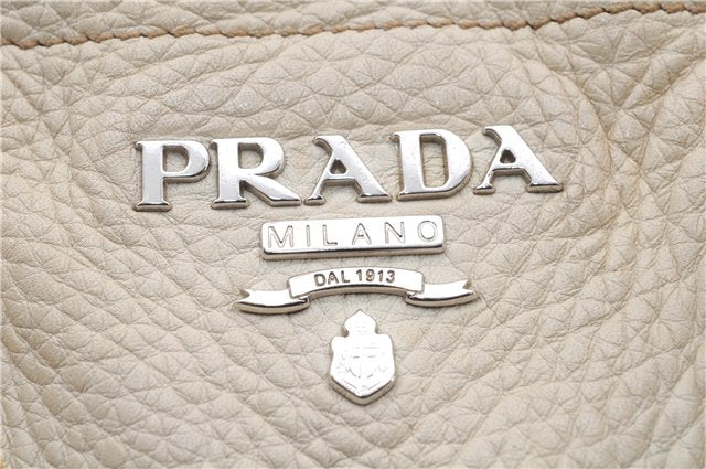 Authentic PRADA Leather 2Way Tote Hand Bag Ivory 8924D