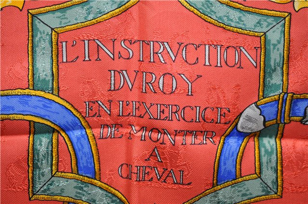 Authentic HERMES Carre 90 Scarf "L'INSTRVCTION DV ROY" Silk Orange Box 8927D