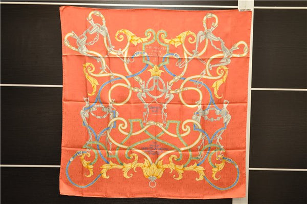 Authentic HERMES Carre 90 Scarf "L'INSTRVCTION DV ROY" Silk Orange Box 8927D