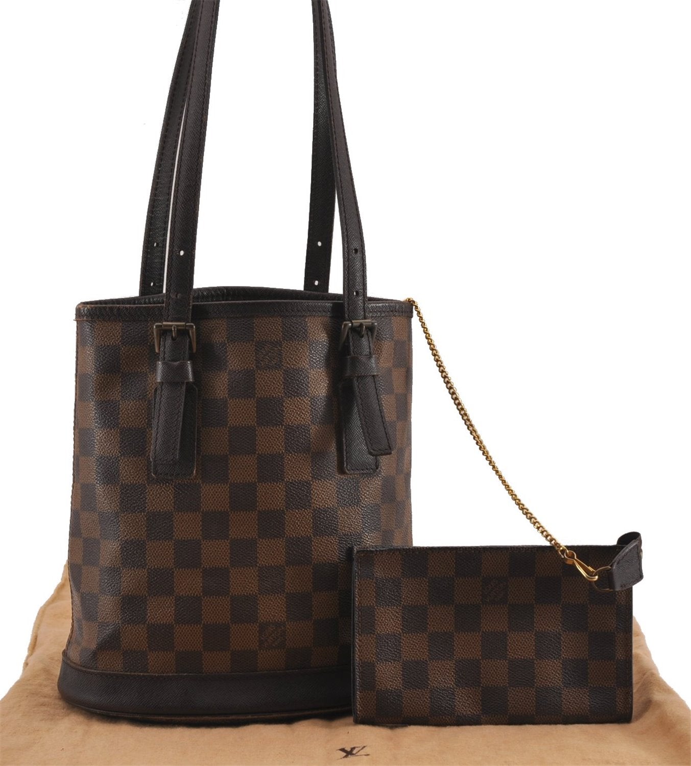 Authentic Louis Vuitton Damier Marais Bucket Shoulder Tote Bag N42240 LV 8928F