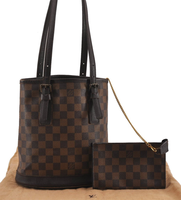 Authentic Louis Vuitton Damier Marais Bucket Shoulder Tote Bag N42240 LV 8928F