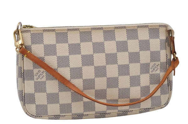 Authentic Louis Vuitton Damier Azur Pochette Accessoires Pouch N51986 LV 8932D
