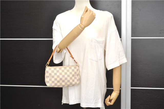 Authentic Louis Vuitton Damier Azur Pochette Accessoires Pouch N51986 LV 8932D