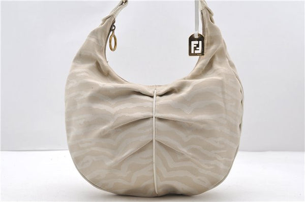 Authentic FENDI Vintage Shoulder Hand Bag Canvas Leather Ivory 8934C