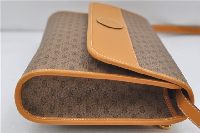 Authentic GUCCI Micro GG Shoulder Cross Body Bag PVC Leather Brown 8935D