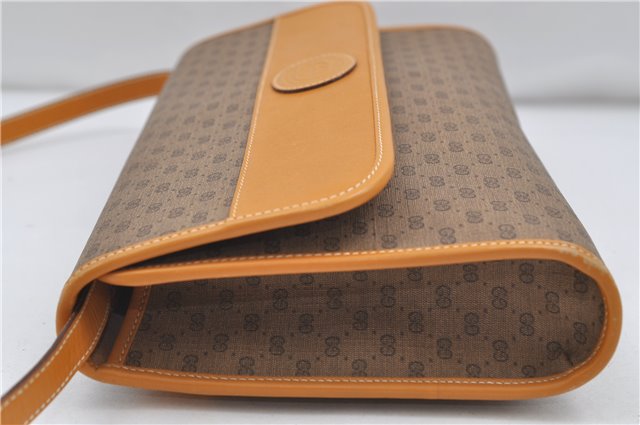 Authentic GUCCI Micro GG Shoulder Cross Body Bag PVC Leather Brown 8935D