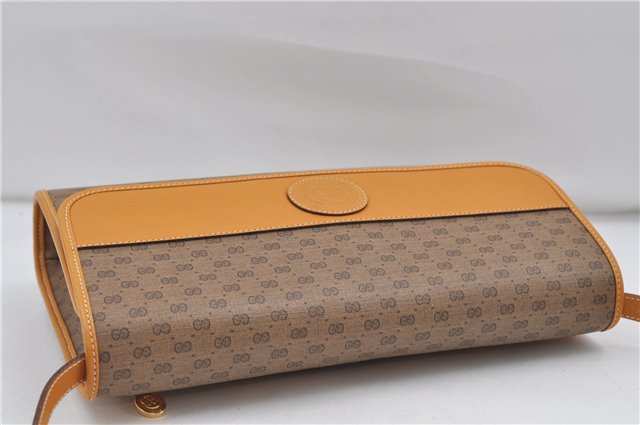 Authentic GUCCI Micro GG Shoulder Cross Body Bag PVC Leather Brown 8935D