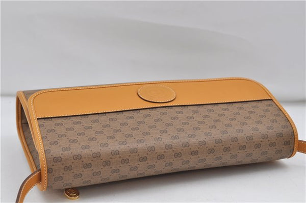 Authentic GUCCI Micro GG Shoulder Cross Body Bag PVC Leather Brown 8935D