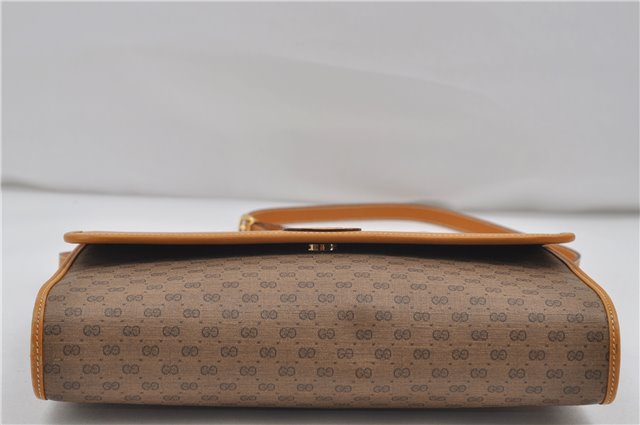 Authentic GUCCI Micro GG Shoulder Cross Body Bag PVC Leather Brown 8935D