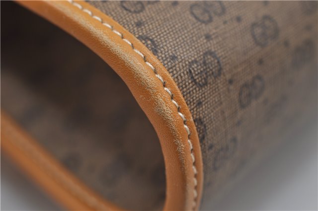 Authentic GUCCI Micro GG Shoulder Cross Body Bag PVC Leather Brown 8935D