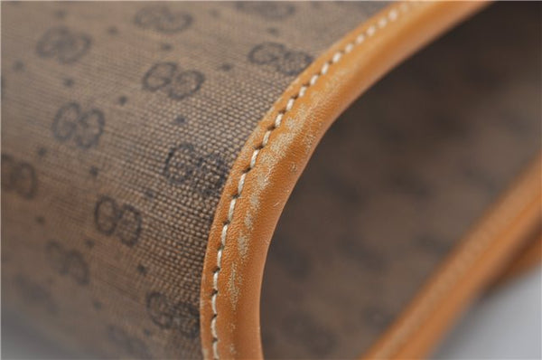 Authentic GUCCI Micro GG Shoulder Cross Body Bag PVC Leather Brown 8935D