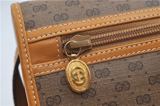 Authentic GUCCI Micro GG Shoulder Cross Body Bag PVC Leather Brown 8935D