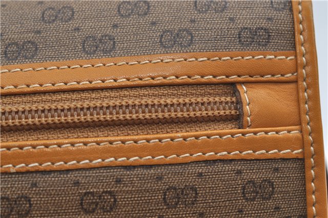 Authentic GUCCI Micro GG Shoulder Cross Body Bag PVC Leather Brown 8935D